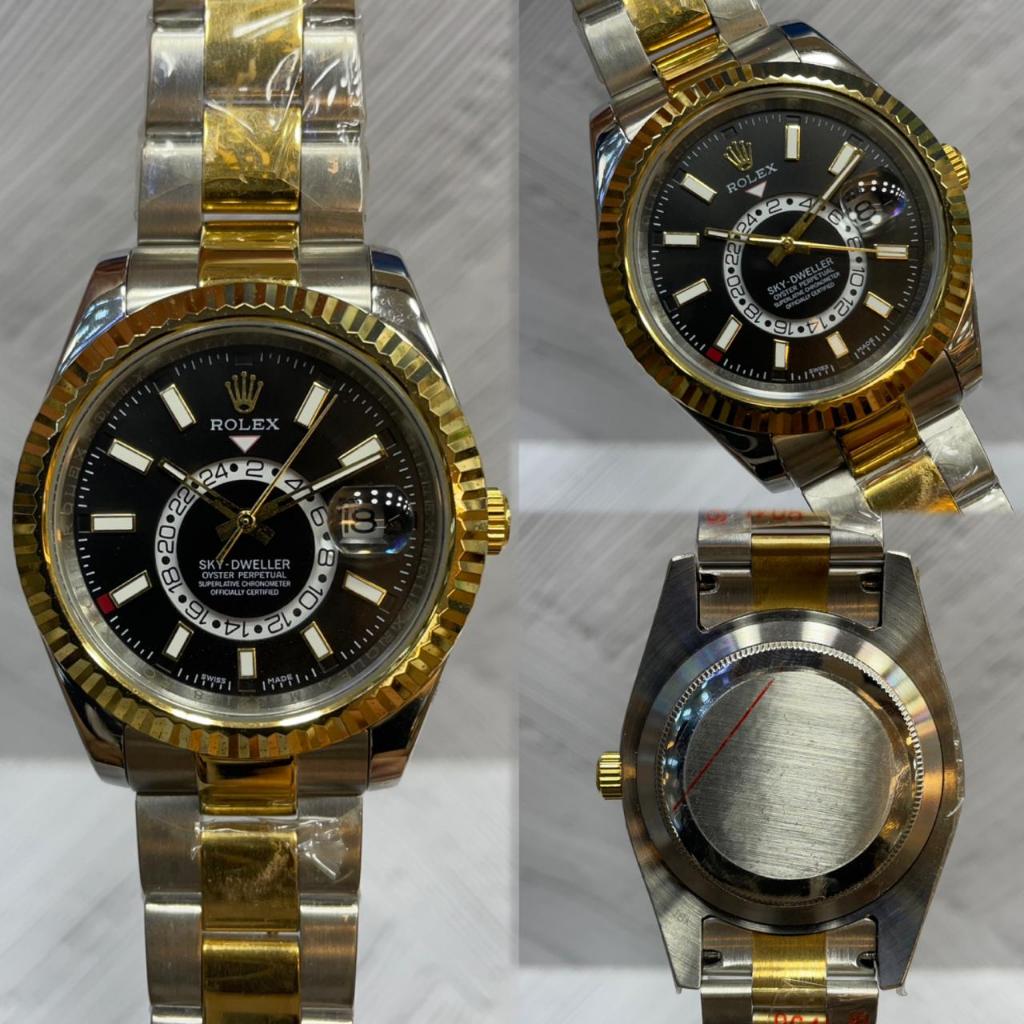 Jam Tangan Mewah Pria Rolex Sky Dweller Automatic Dial Kombinasi Plus Box Original