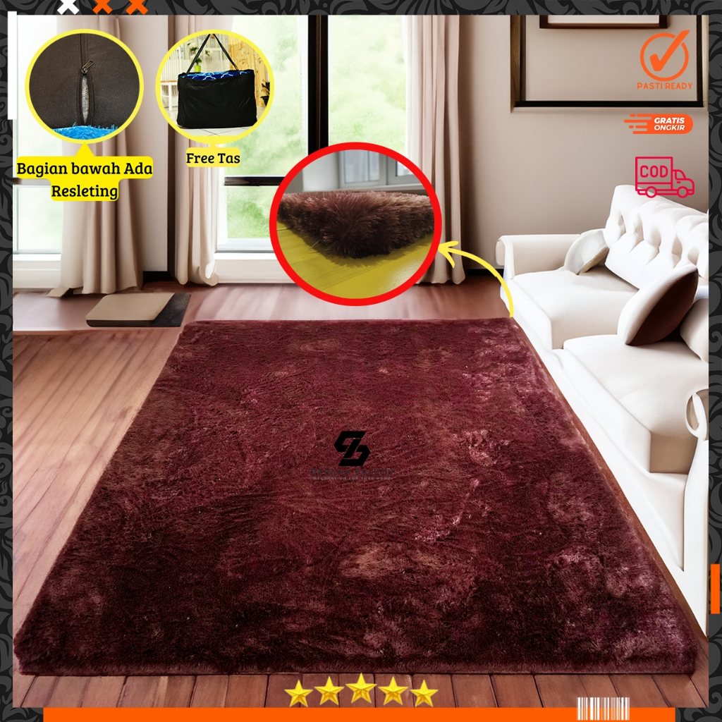Berkah Saluyu Karpet bulu Rasfur Panjang 1.5 meter Lebar 1 meter Tebal 3,5cm karpet lantai | SPK