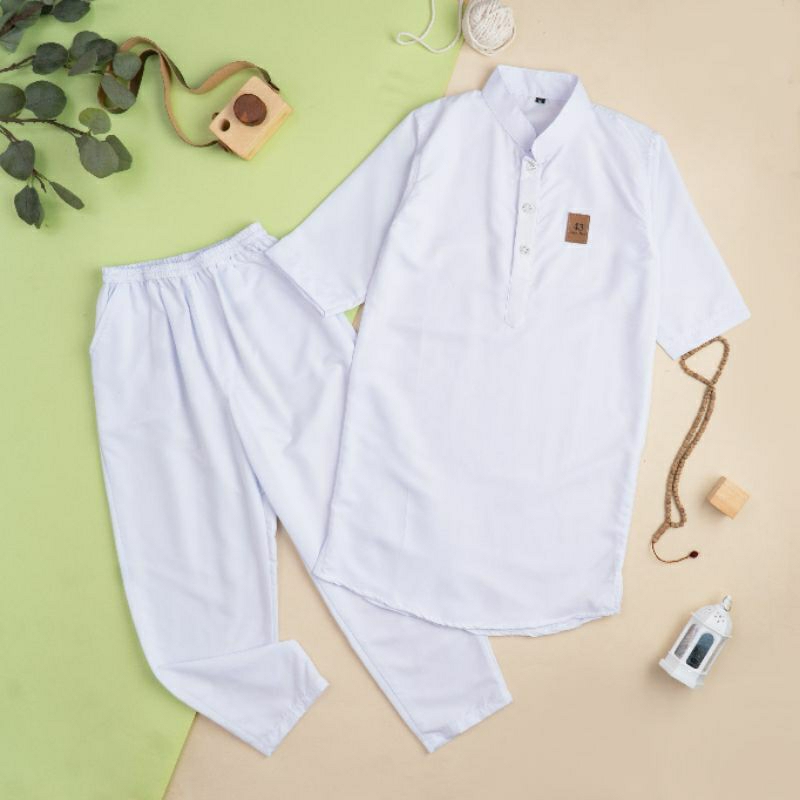Kaaf Koko Kurta Anak/Stelan Kurta Anak warna putih