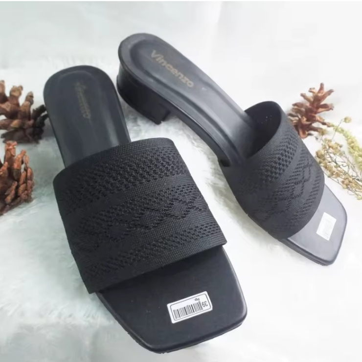 Heels 3cm Terbaru Sendal Hils Rajut Wanita Kekinian Warna Hitam Moca Abu Salem Krem