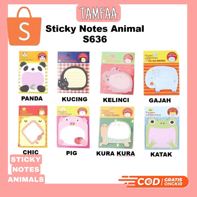 

MURAH ! Tempelan Kertas Catatan Grosir Memo Note Karakter Animal Lucu Unik / Sticky Notes Karakter Animal