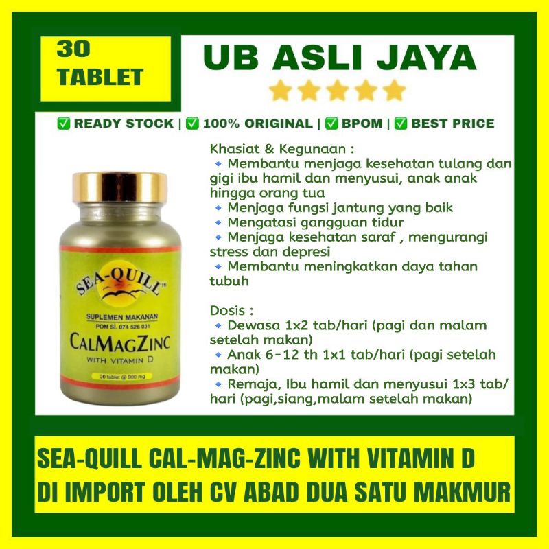 Sea Quill Cal Mag Zinc 30 Tablet Original