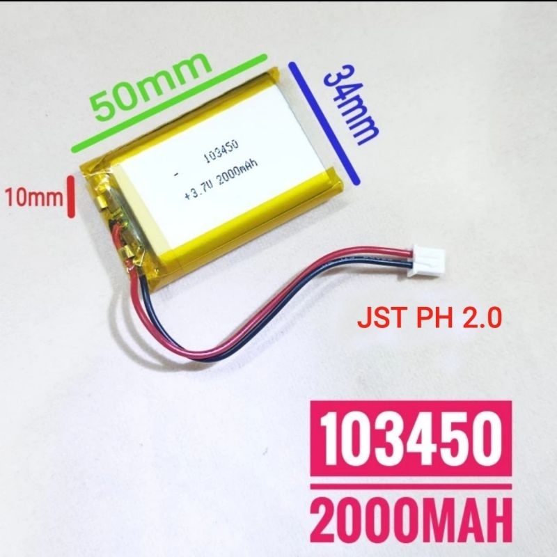 103450 Li Ion Lipo  3.7v IC Protection Baterai GPS MP3 Bluetooth Speaker Musik