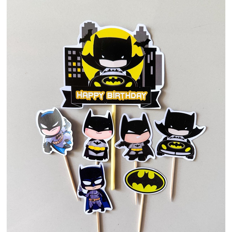 TOPPER BATMAN / (LA-001) CUPCAKE TOPPER BATMAN / TOPPER KUE BATMAN / CAKE TOPPER BATMAN / HIASAN KUE