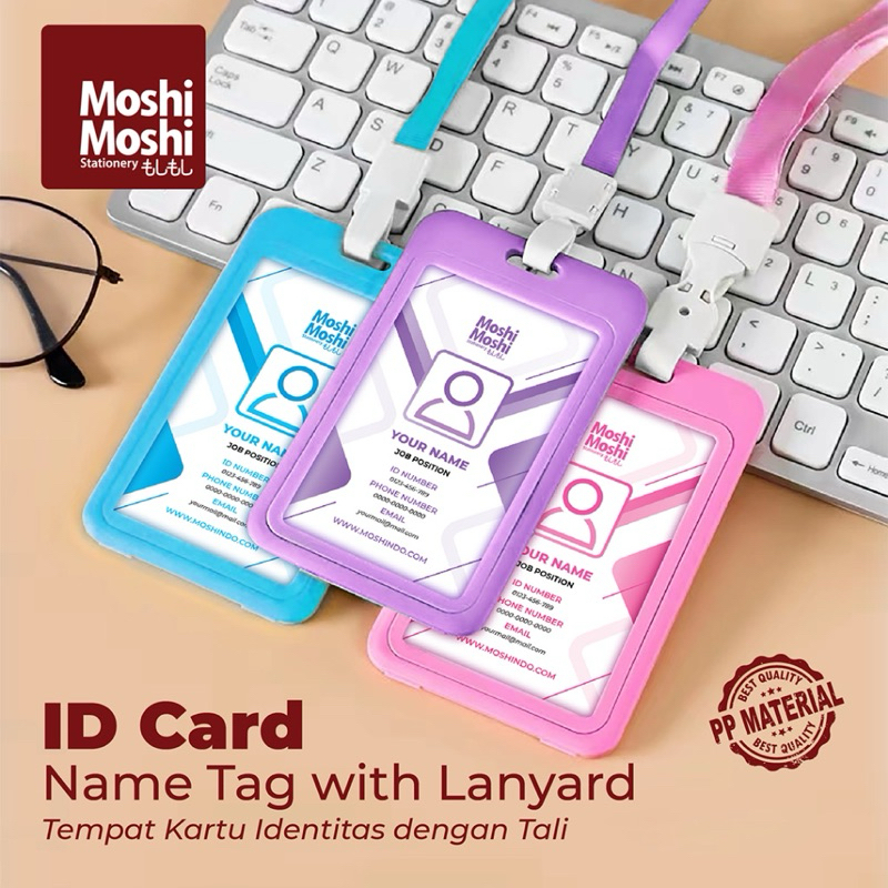 

ID Card Moshi Name Tag Holder Tempat Kartu Identitas Akses Tali Lanyard