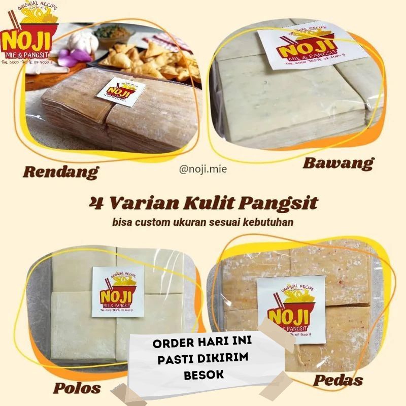 

Kulit pangsit noji polos/pedas/bawang/rendang 1kg (BISA PILIH UKURAN 7-12CM)