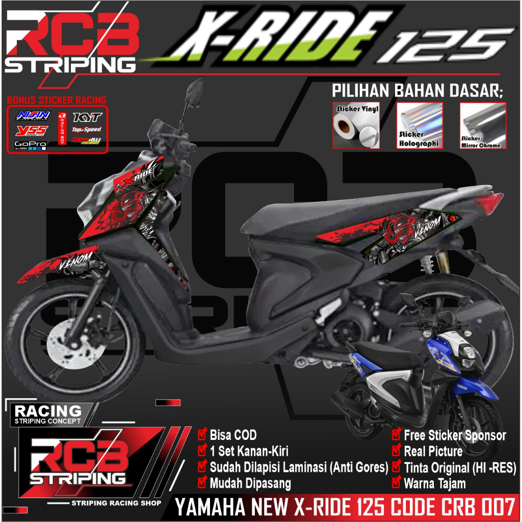 Striping X-Ride 125 - Sticker Striping Variasi Motor X-Ride 125 Motif VENOM . RCB 007