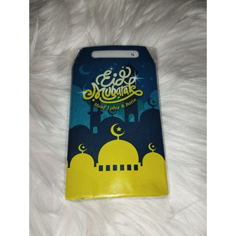 

Amplop Lebaran 2025 motif masjid kuning hijau