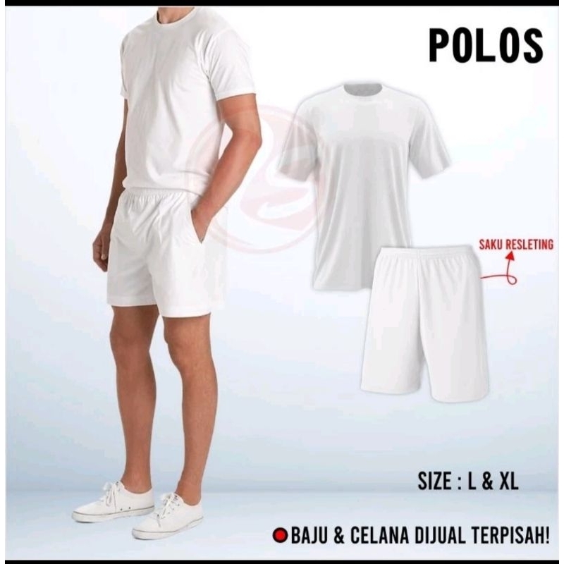 Baju celana putih polos kaos training pendek tes akademik TNI/POLRI baju celana polos setelan olahra