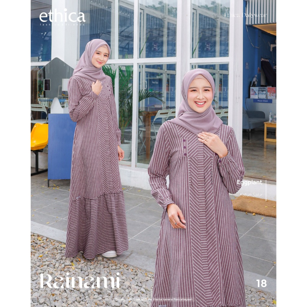 RAINAMI 18 EGGPLANT DAILY DRESS, DAILY WEAR, GAMIS HARIAN, GAMIS PESTA ETHICA