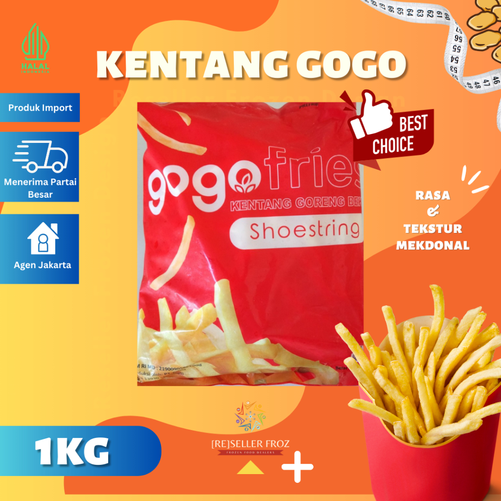 

KENTANG GORENG GOGO SHOESTRING 1 KG | KENTANG BEKU | KENTANG GURIH | STIK KENTANG | GOGO FRIES