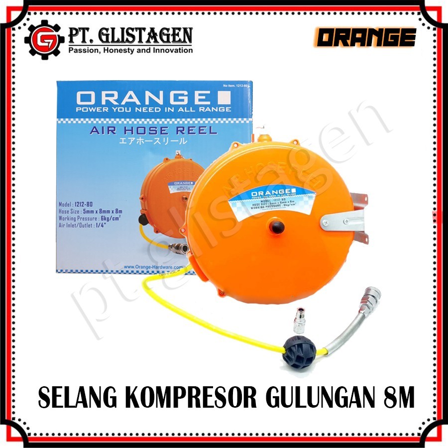 Orange Air Hose Reel Kompresor 8 Meter Gulungan Selang Angin Kompresor