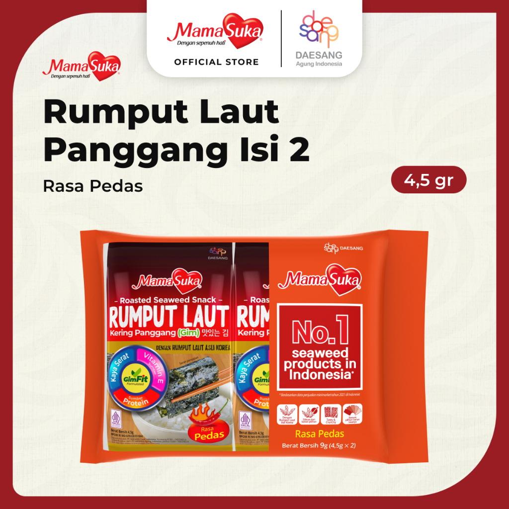 

MamaSuka - Rumput Laut Panggang Pedas Isi 2 @4,5 gr