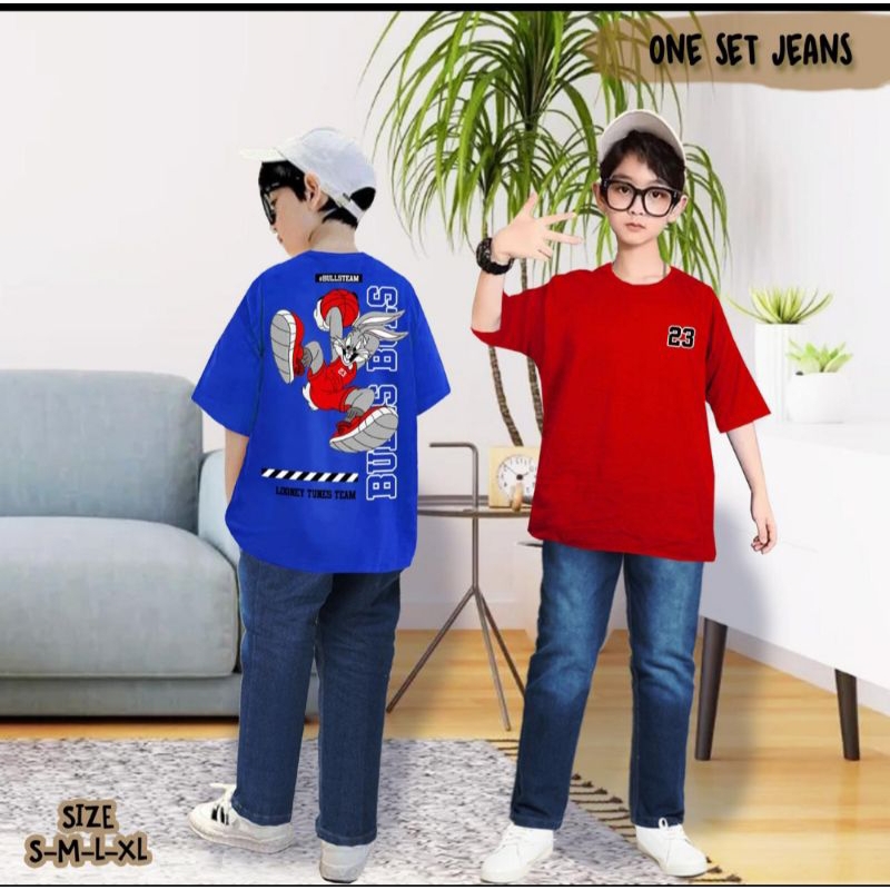 setelan celana jeans pj london kids