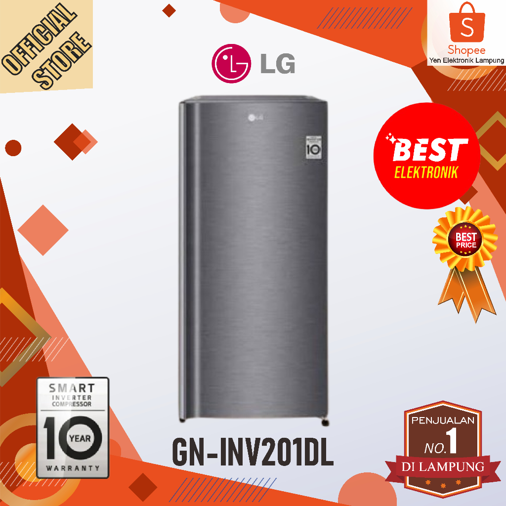 Kulkas LG GN INV201DL Inverter Low Watt Hemat Listrik 1 Pintu 169 L