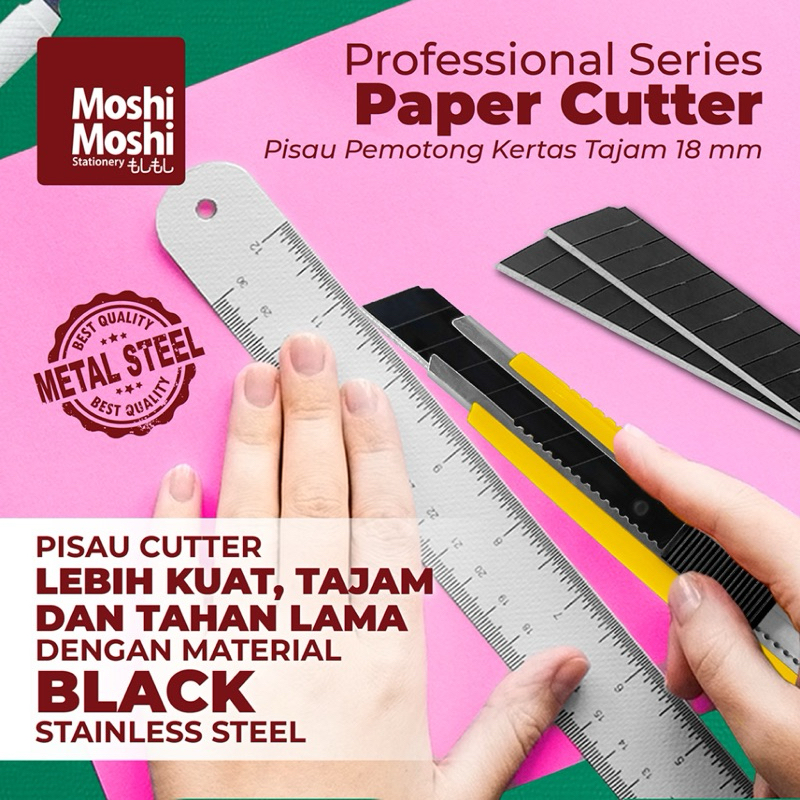 

Paper Cutter Moshi Pisau Pemotong Kertas Tajam Alat Tulis Kantor 18mm