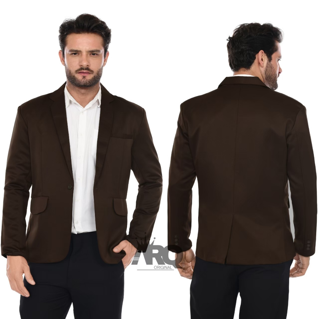 jas cowok casual  terlaris warna coklat tua  blazer pria casual santai model slimfit jas pria terlar