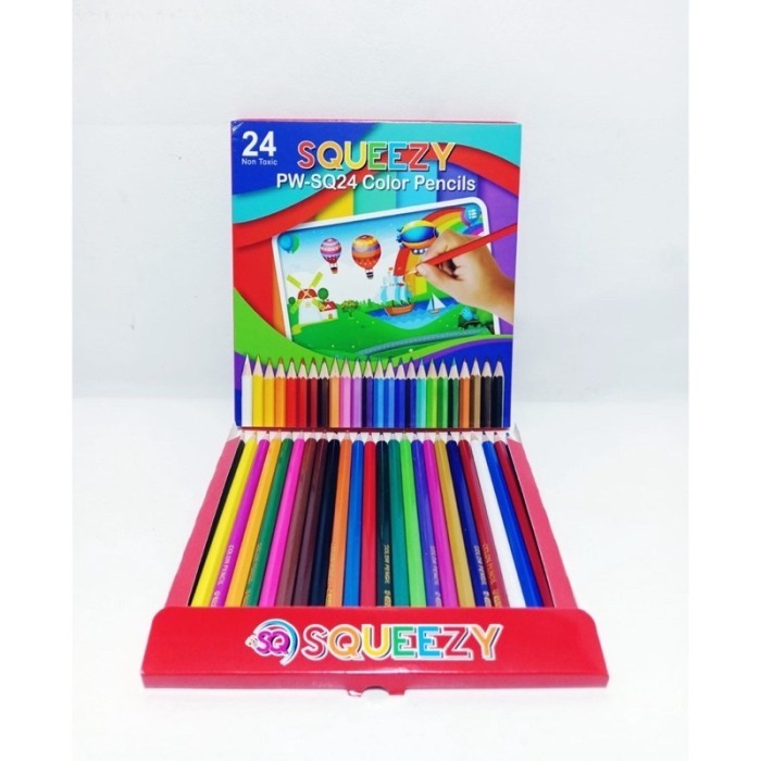 

Pensil Warna Squeezy Pensil warna 24 warna Colour Pencil PW-SQ24