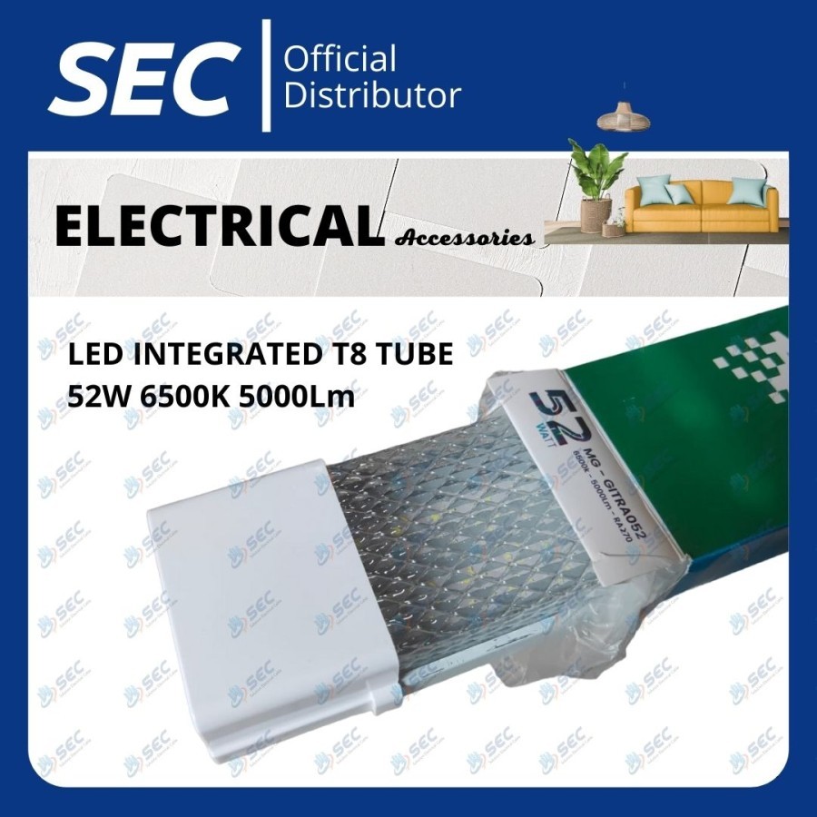 KAP LAMPU RM TL T8 LED INTEGRATED MORGEN 52 Watt 5000Lm 165-265V 6500K