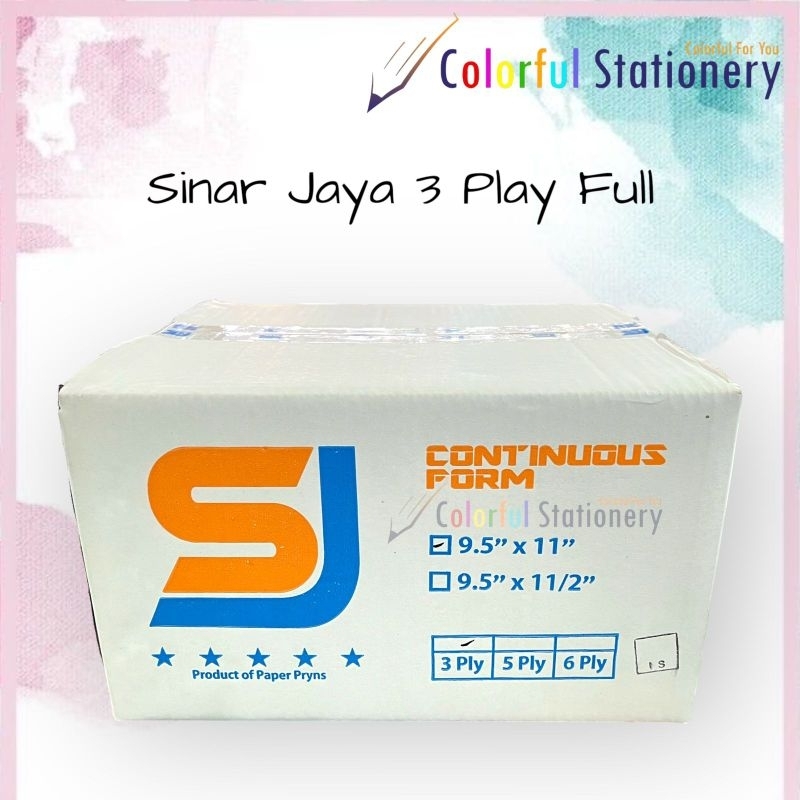 

Continous Form Sinar Jaya 9.5" x 11/2" 3 Play (Full)