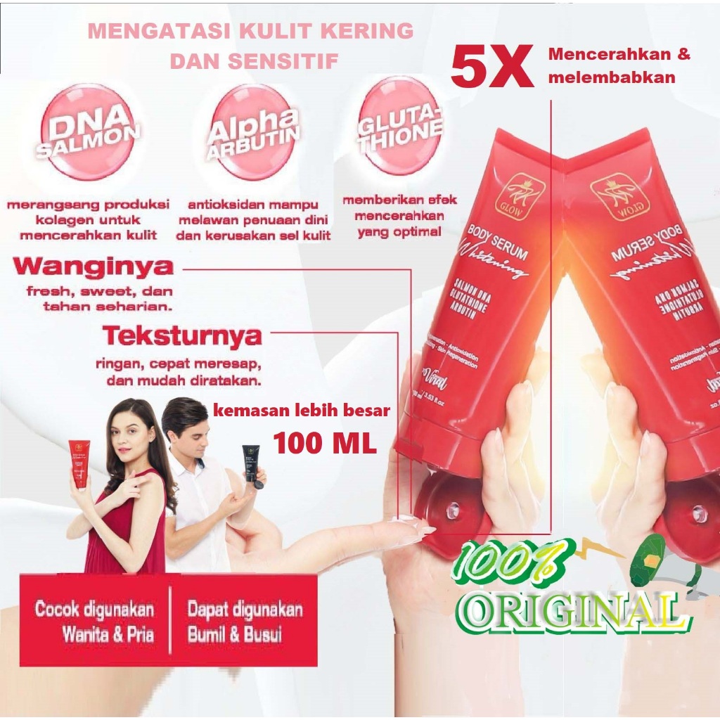 Body Serum Whytening Salmon DNA Perawatan Pemutih Pelembab Badan Kulit RK Glow Premium