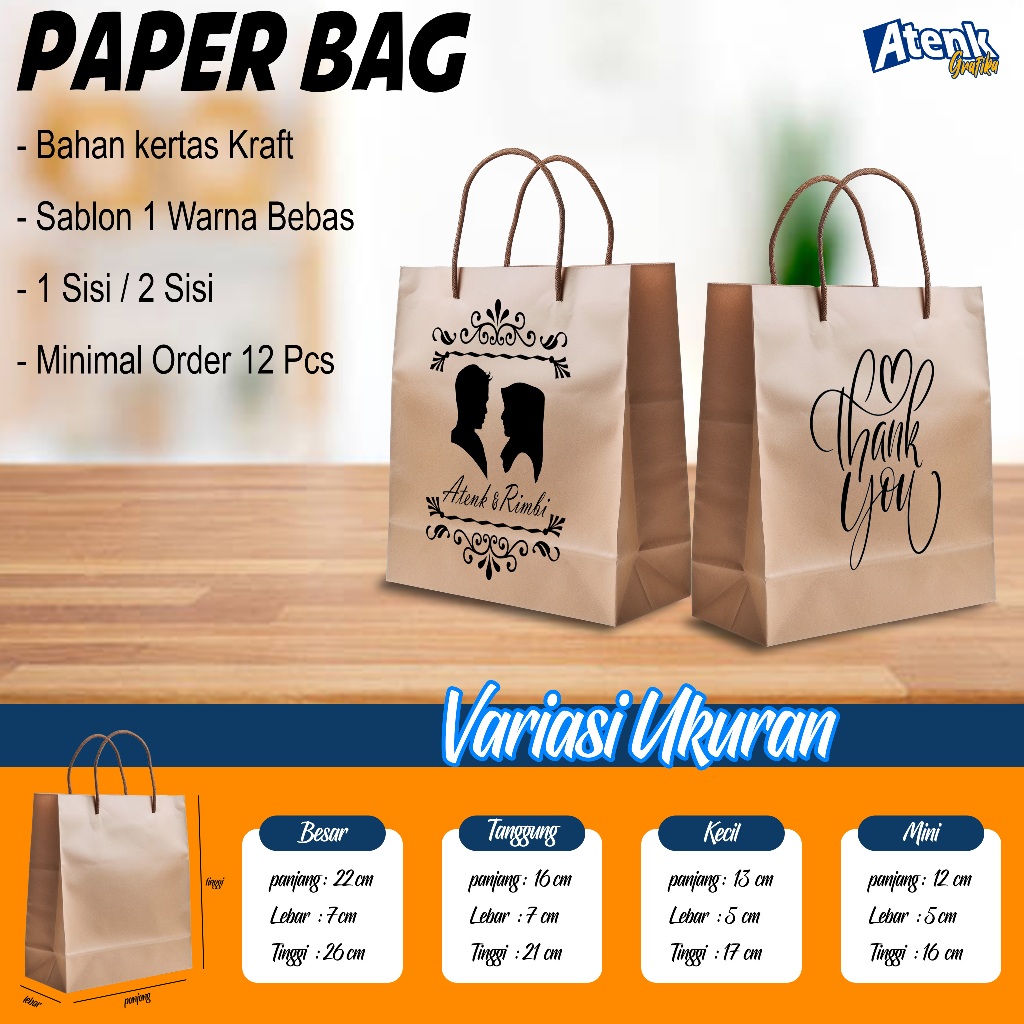PAPER BAG KRAFT CUSTOM - PAPERBAG KRAFT COKLAT TAS KERTAS