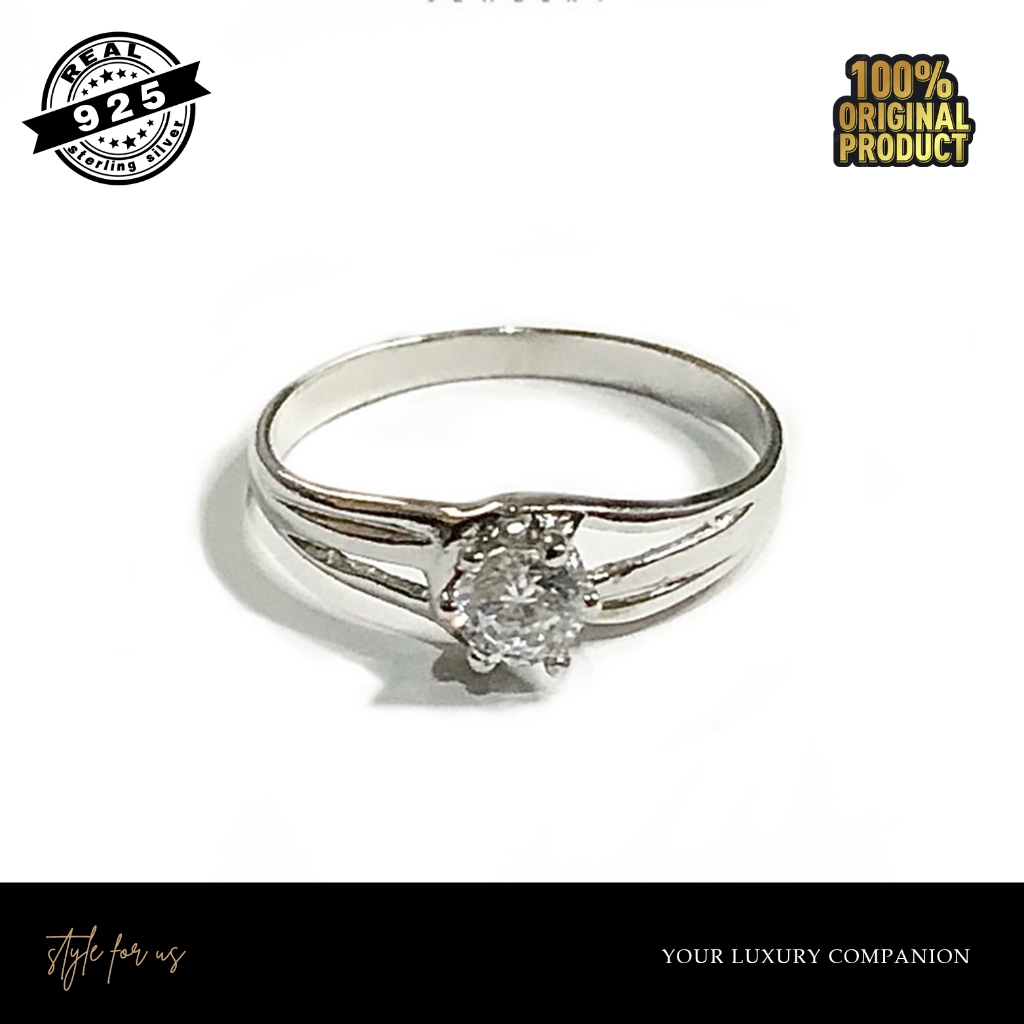 True Beauty - Cincin Perak Silver 925 ASLI Lapis Emas Putih kode A8 - Style for Us Jewelry - CINCIN 