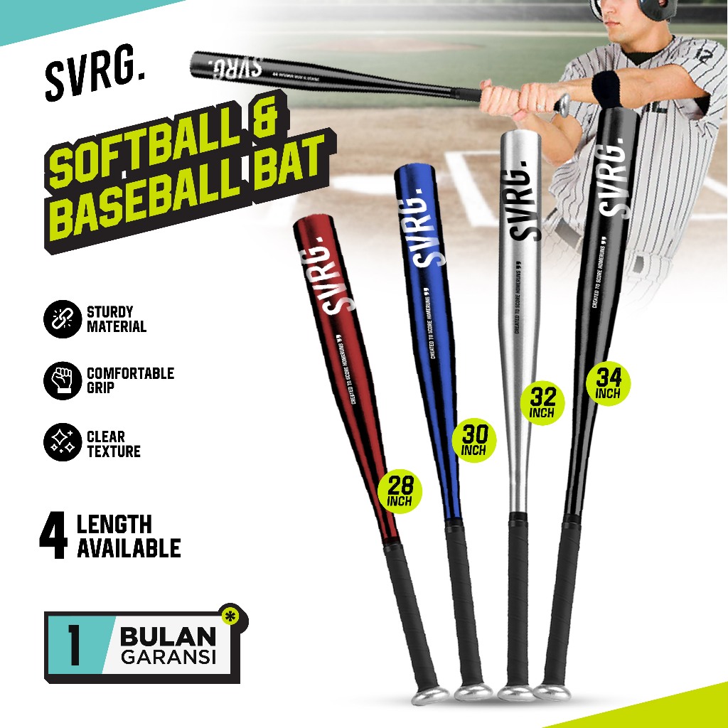 SVRG. Alumunium Baseball Bat -  28 - 34 Inch Baseball Stick - Softball