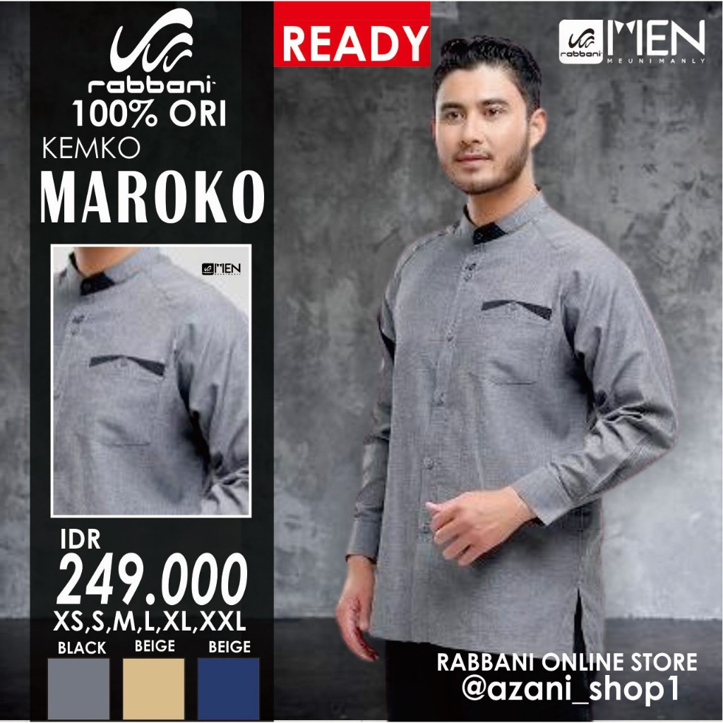RABBANI KOKO KEMKO PRIA MAROKO ORI - Kemeja Koko Rabani Asli Lengan Panjang Baju Koko Muslim Terlari