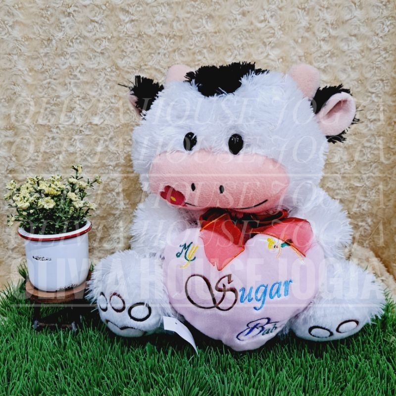 Boneka Sapi Duduk Boneka Sapi Love Boneka Sapi Pita Merah