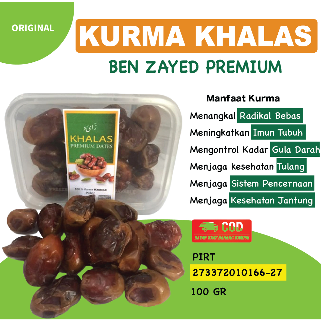 

( BISA COD + GARANSI ) KURMA KHALAS SAAD MESIR Ben Zayeed Premium 100 gr