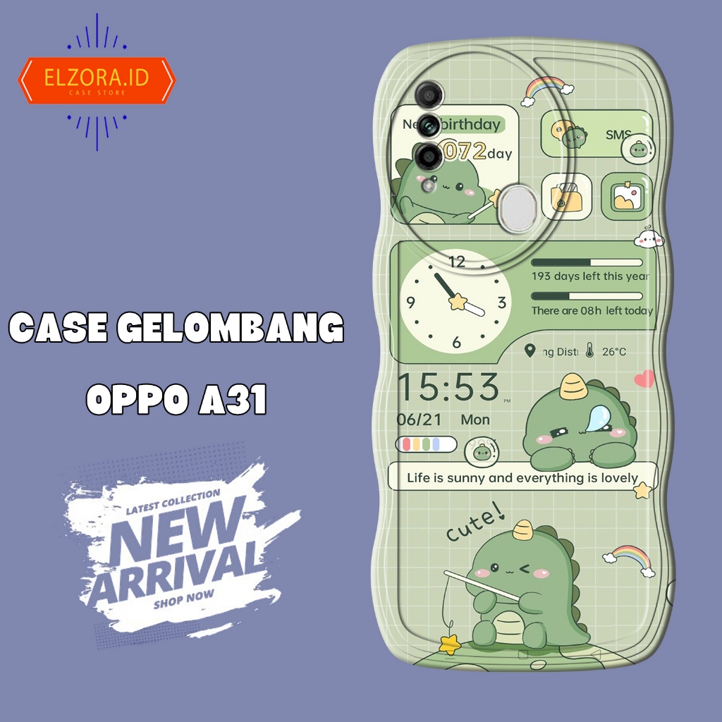 Soft Case GELOMBANG Hp Oppo A31 - Oppo A31 - Case Pro Camera - Fashion Case Motif Dino Cute - Casing