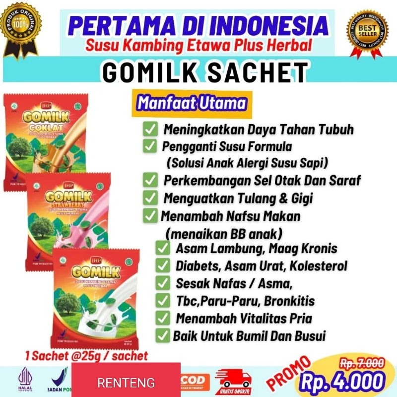 

(GRATIS MADU 20ML) GOMILK RENTENG 10 SACHET / SUSU ETAWA HERBAL