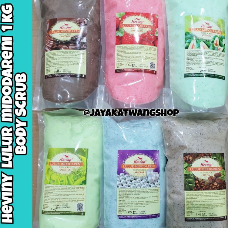 ART L1Q HEVINY LULUR MIDODARENI BODY SCRUB 1 KG Strawberry  Mutiara  Avocado  Green Tea  Chocolate