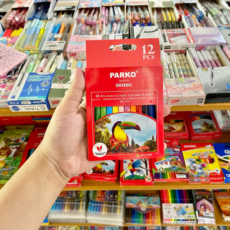 

PENSIL WARNA PARKO BY GREEBEL HALF 12 PCS 12 WARNA 12C 902E PENDEK