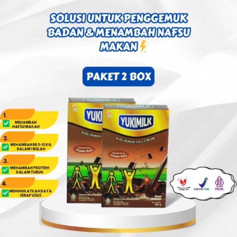 

Susu penggemuk Badan Susu Penambah Berat Badan dan Penambah Nafsu Makan by Yuki Milk paket 2 Box