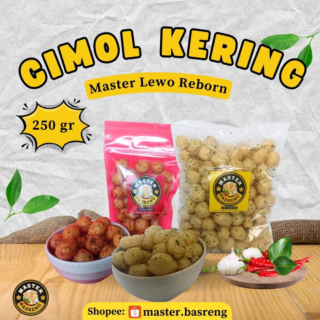 

Master Cimol Kering Kemasan 250 gram Endog Lewo Camilan Paling Nagih