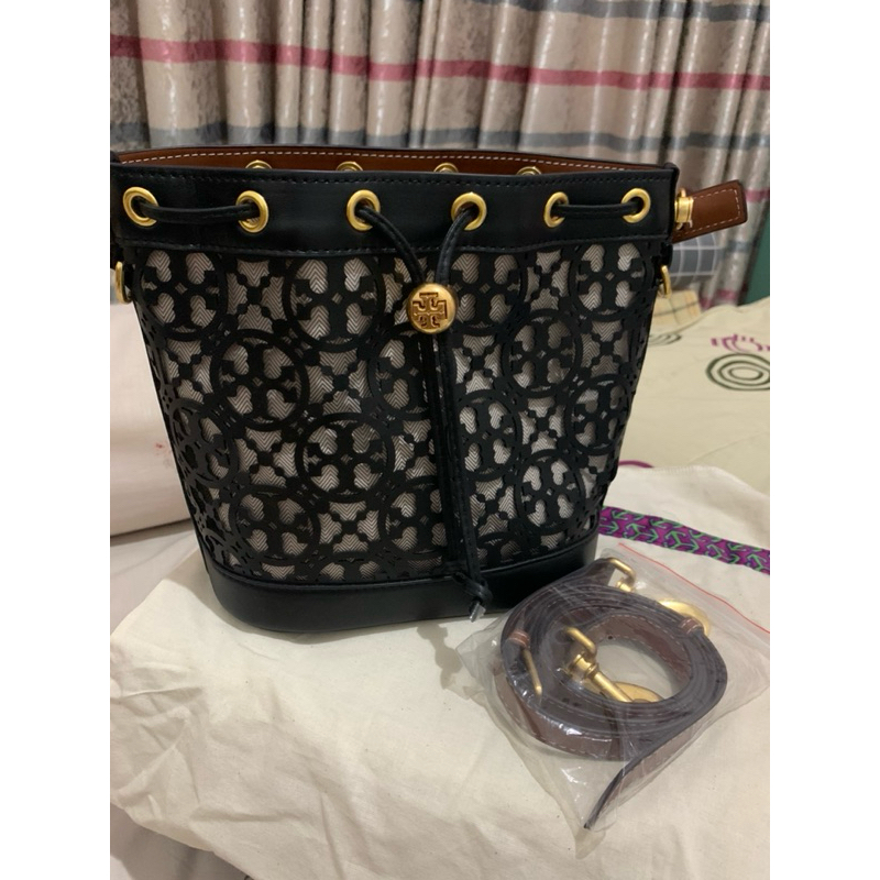 TB T Monogram Laser Cut Bucket Bag