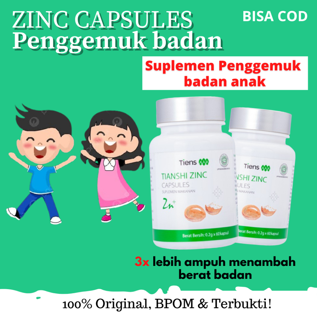 Tiens Zinc Suplemen Penggemuk Badan Anak | Suplemen Penambah Nafsu Makan & Kecerdasan Otak Anak