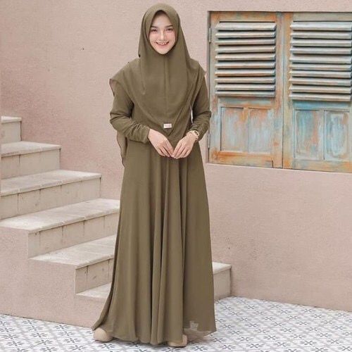 BintangCollection8 Gamis Muslim Wanita Set Hijab Syari Bilqis Bahan crincle Airflow Premium Simple E