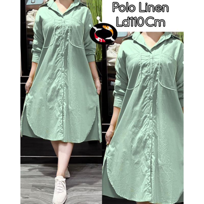 ATASAN TUNIK POLO LINEN SUPER MEWAH/TUNIK WANITA IMPORT PREMIUM