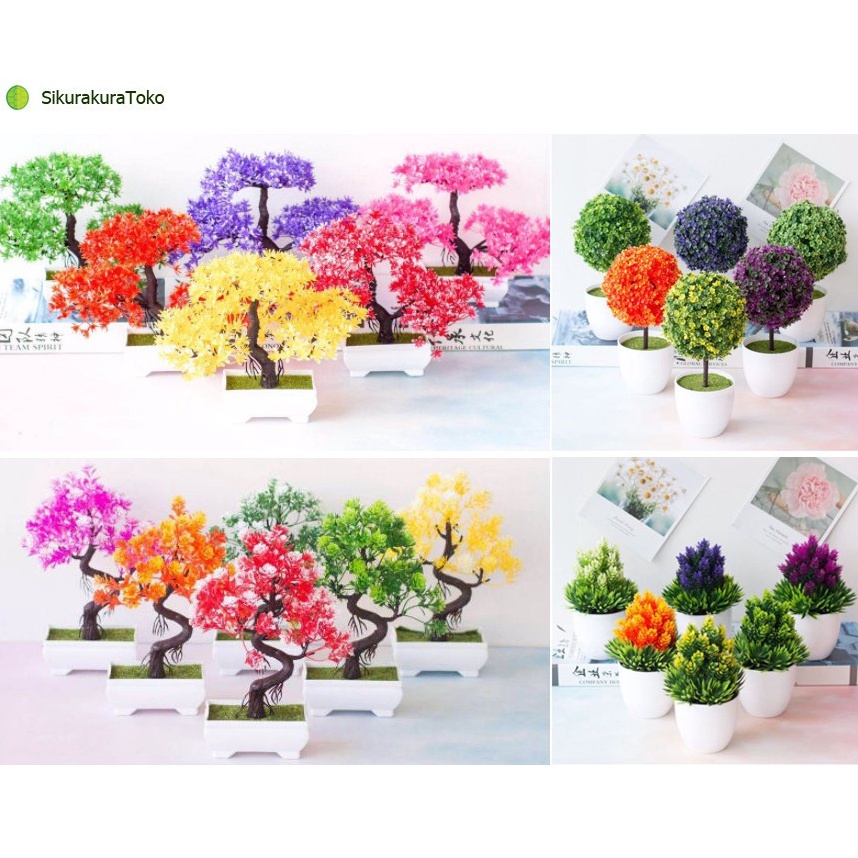 Sale plus SKR Tanaman Hias Plastik Ornamen Pot Bonsai Sakura Tumbuhan Bunga Pajangan Dekorasi Rumah 
