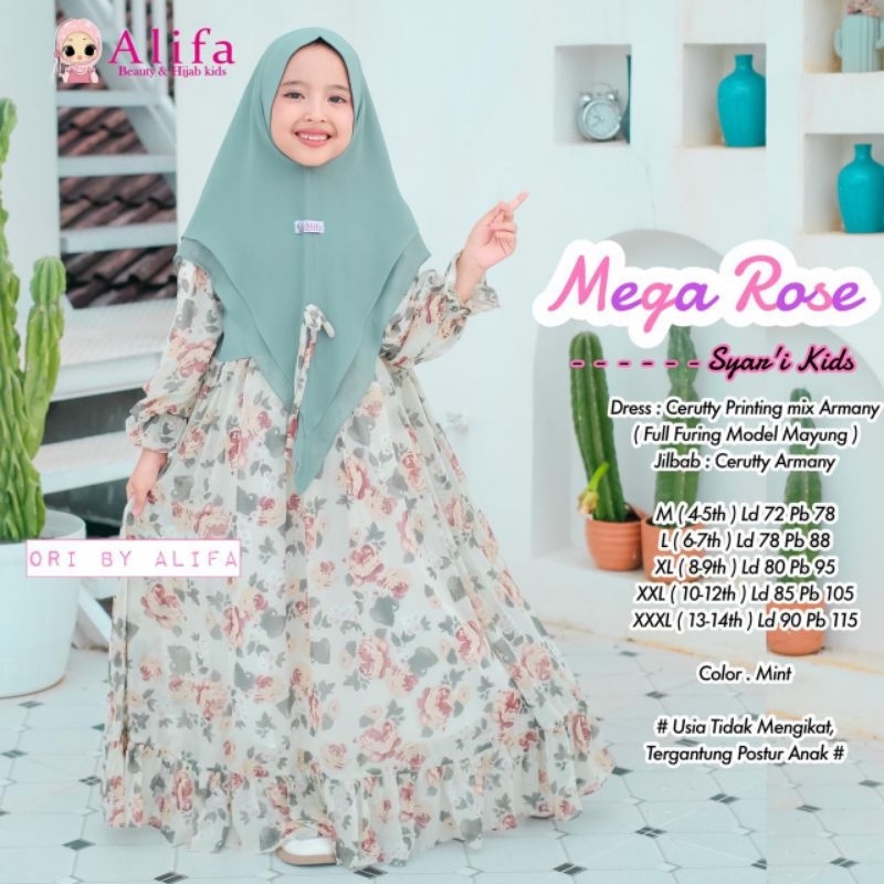 GAMIS ANAK MEGA ROSE SAYAR'I ORIGINAL ALIFA