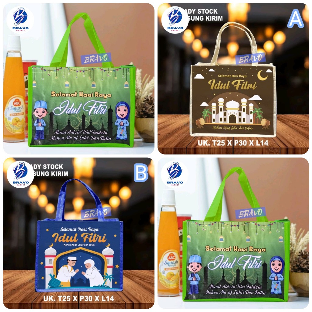 

Goodie Bag Handle Idul Fitri uk 25x30x14 / Spunbond Lebaran / Tas Idul Fitri New