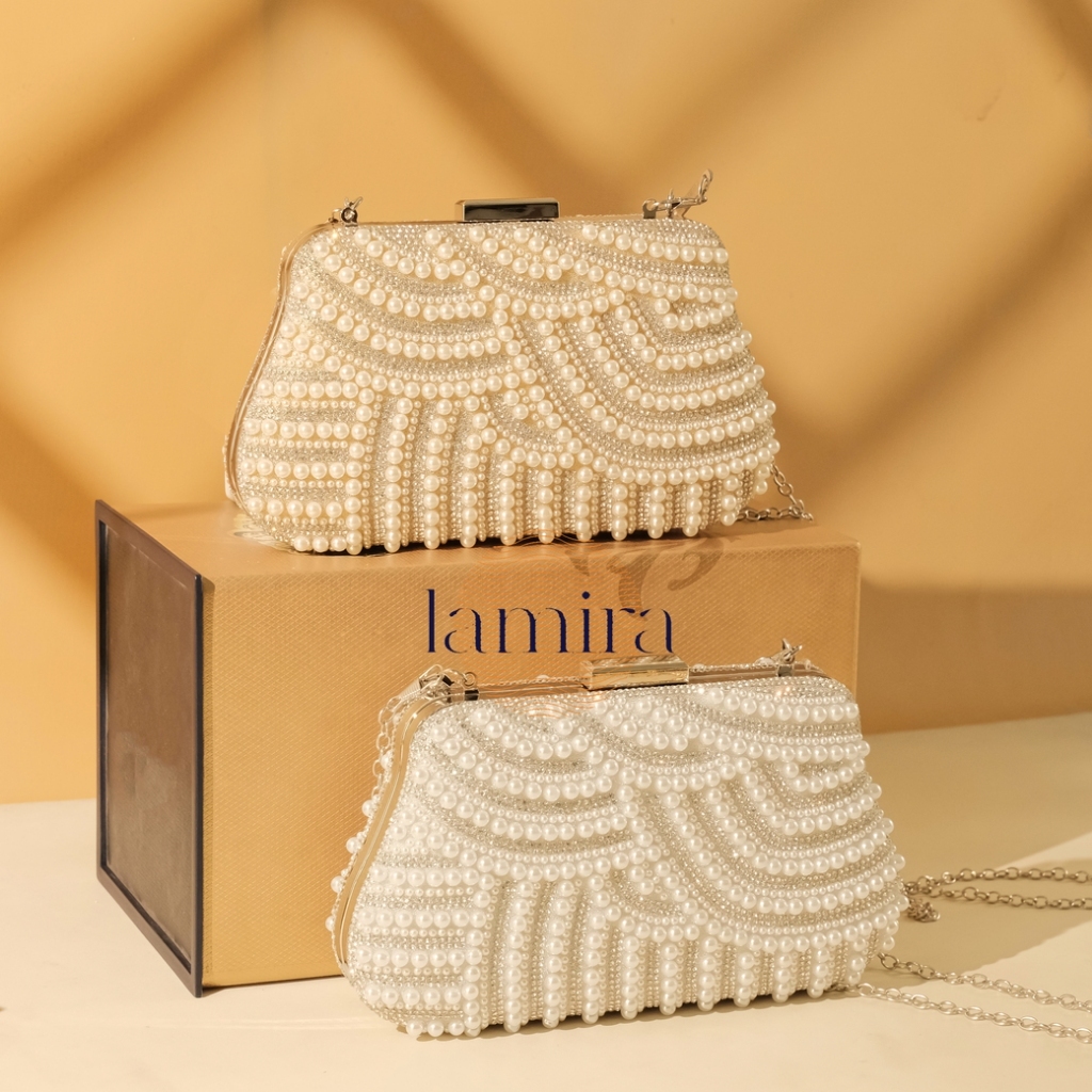 Tas Seserahan Pernikahan Premium Clutch Pesta Wanita Mutiara Import