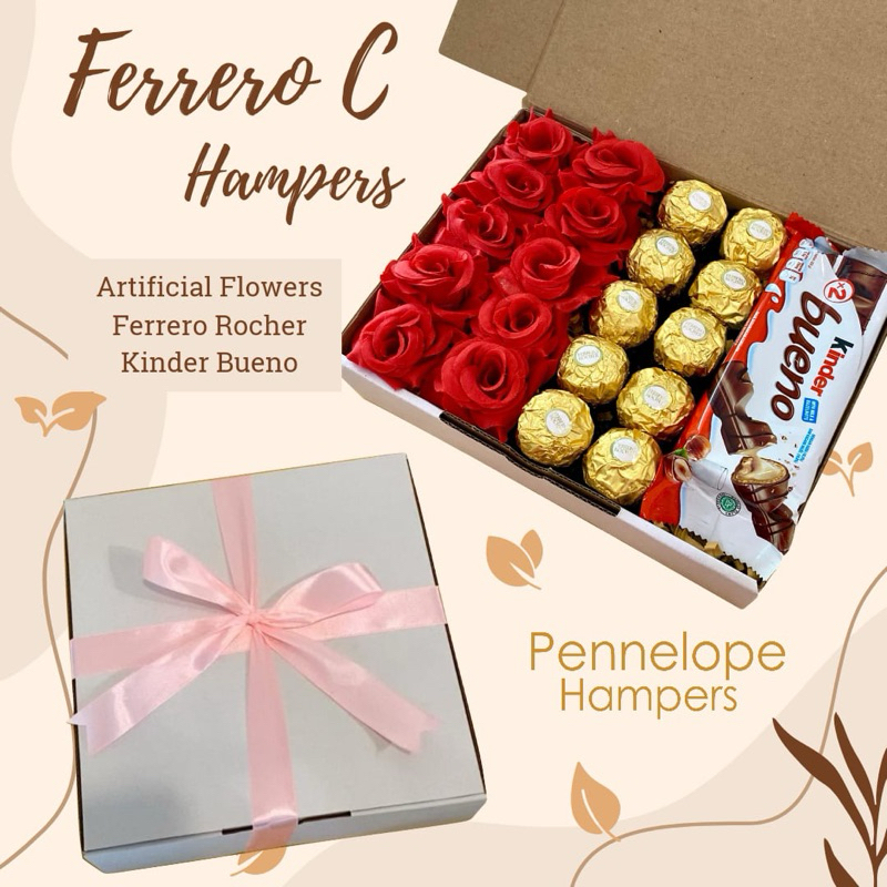 

Ferrero C Hampers / Kado Ulang Tahun Cewe / Kado Ulang tahun / Hampers murah / Paket Kado / Artificial Flowers Hampers / Chocolate Hampers / Paket Coklat / Valentine / Anniversay / Wisuda