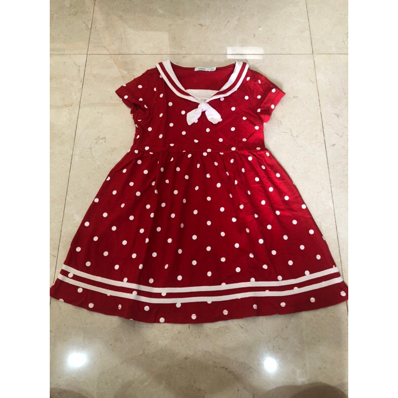 dress anak perempuan polkadot merah bossini 120