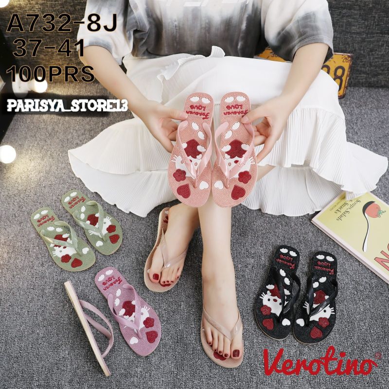 VEROTINO A 732-8J | Sandal Jepit Rematik | Sendal Kesehatan Motif Hello kitty | Import bahan karet