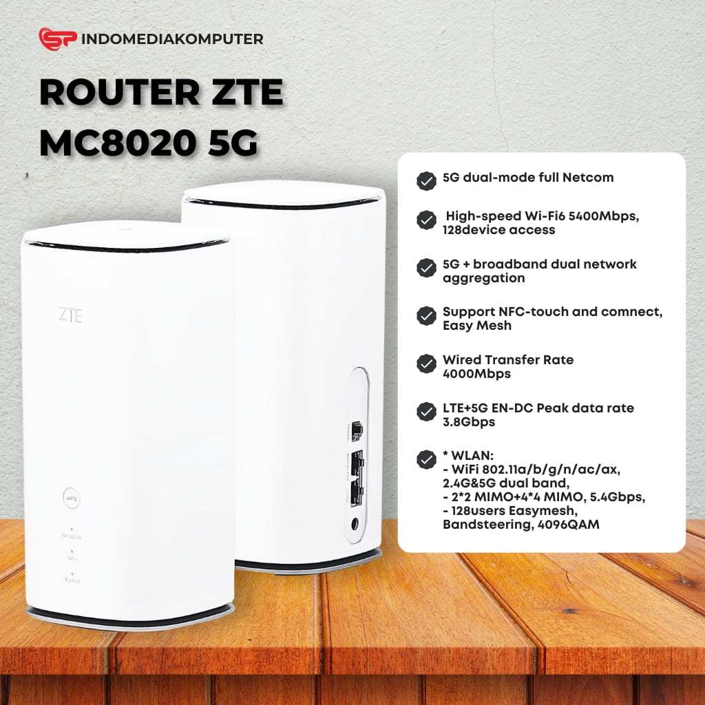 ZTE MC8020 Router Nirkabel 5G CPE - Dual Band 5400Mbps