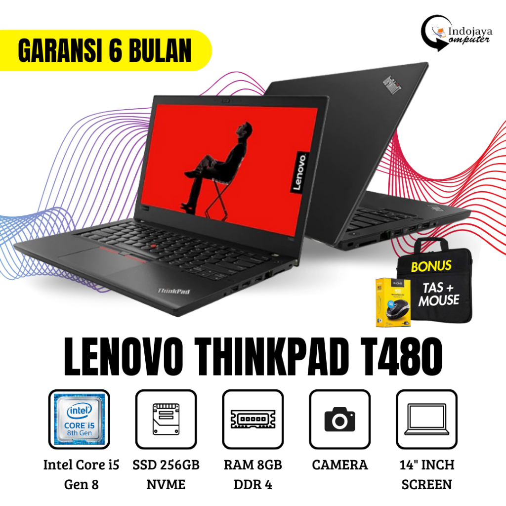Laptop Lenovo Thinkpad T480  Core i5 Gen 8 RAM 8 SSD 256 Bergaransi